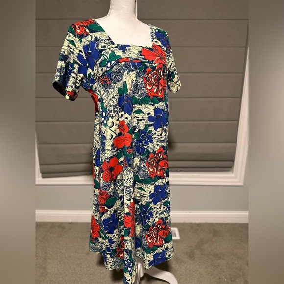 Key West Hand Print vintage size Large knit dress. Fits like XL. EUC Perfect - Picture 1 of 10